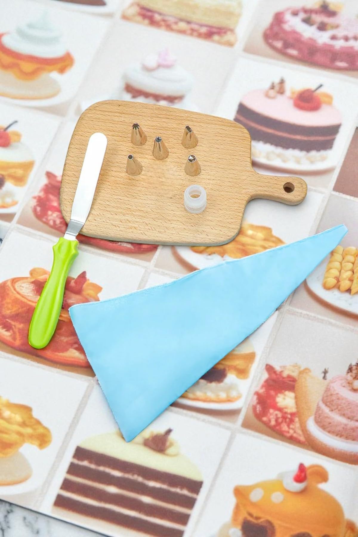 Krema Sıkma Torbası Seti 8 Parça Krema Kek Süsleme Torbası Paslanmaz Çelik Uçlu + Spatula Hediyeli