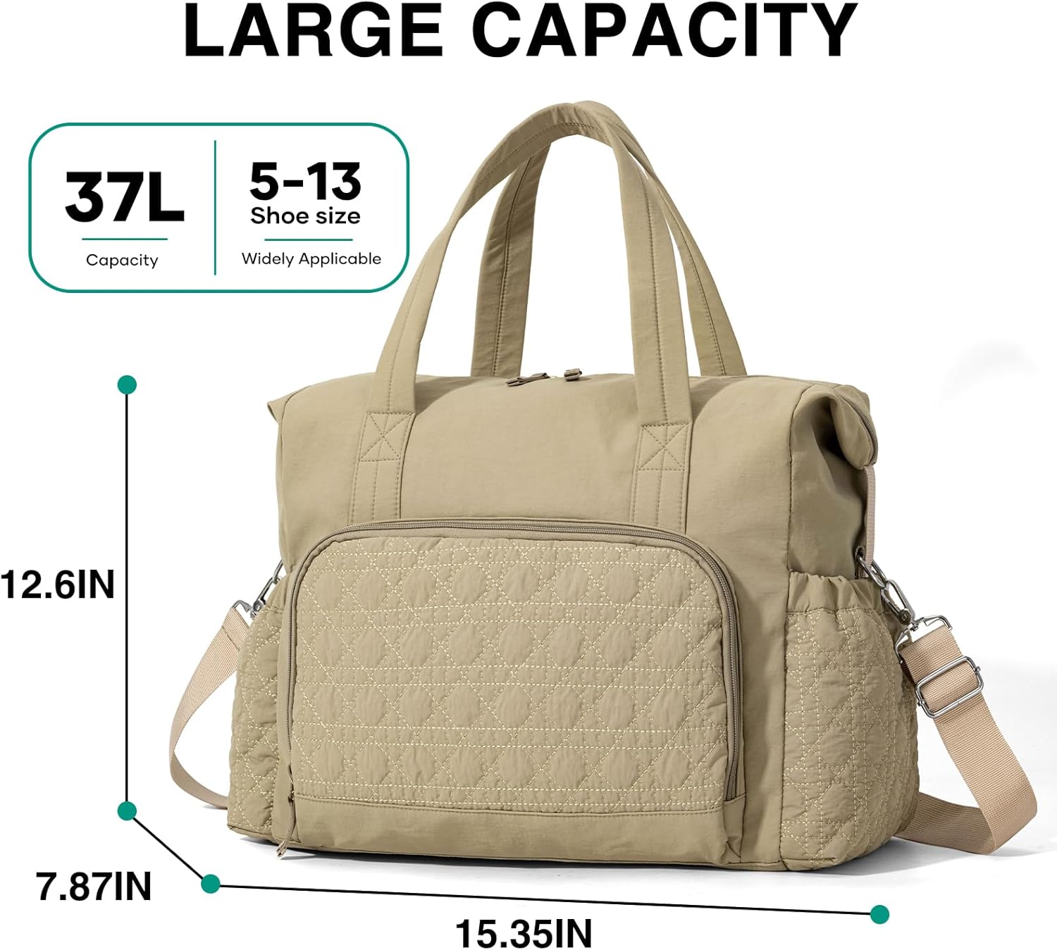 Travel Duffel Bag for Women, Quilted Weekender Bag with Wet Pocket, Carry On Gym Tote Bag, Personal Item Bags for Hospital, Overnight Trip