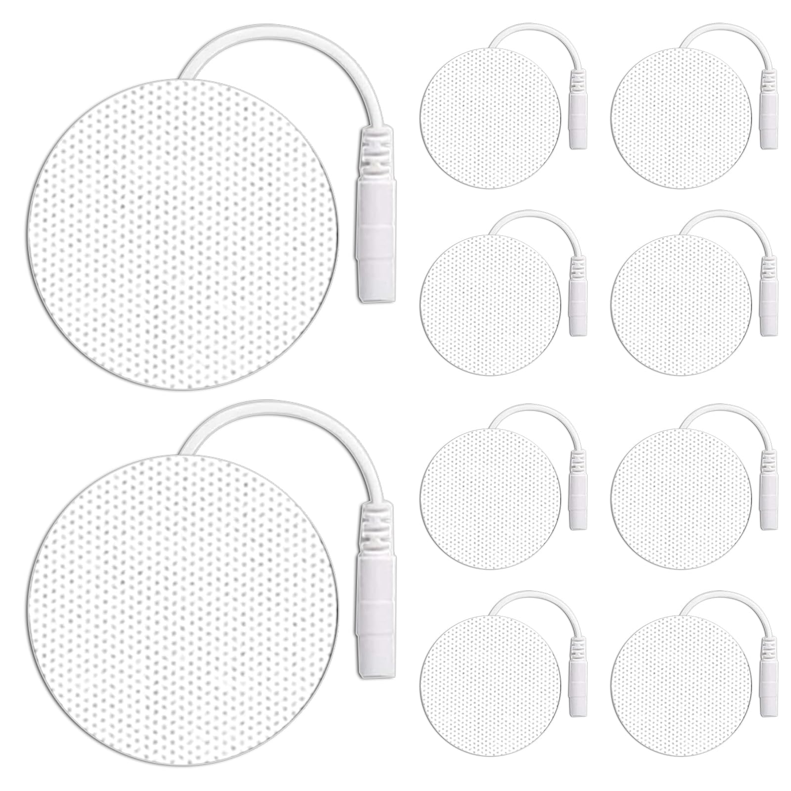 Tens Pads, 10 Pack Pads Tens Electrode Pads, Round Self-Adhesive Reusable Electrode Pads with Plug 2.0MM Tens Pads Replacement for Home Use, 5×5CM