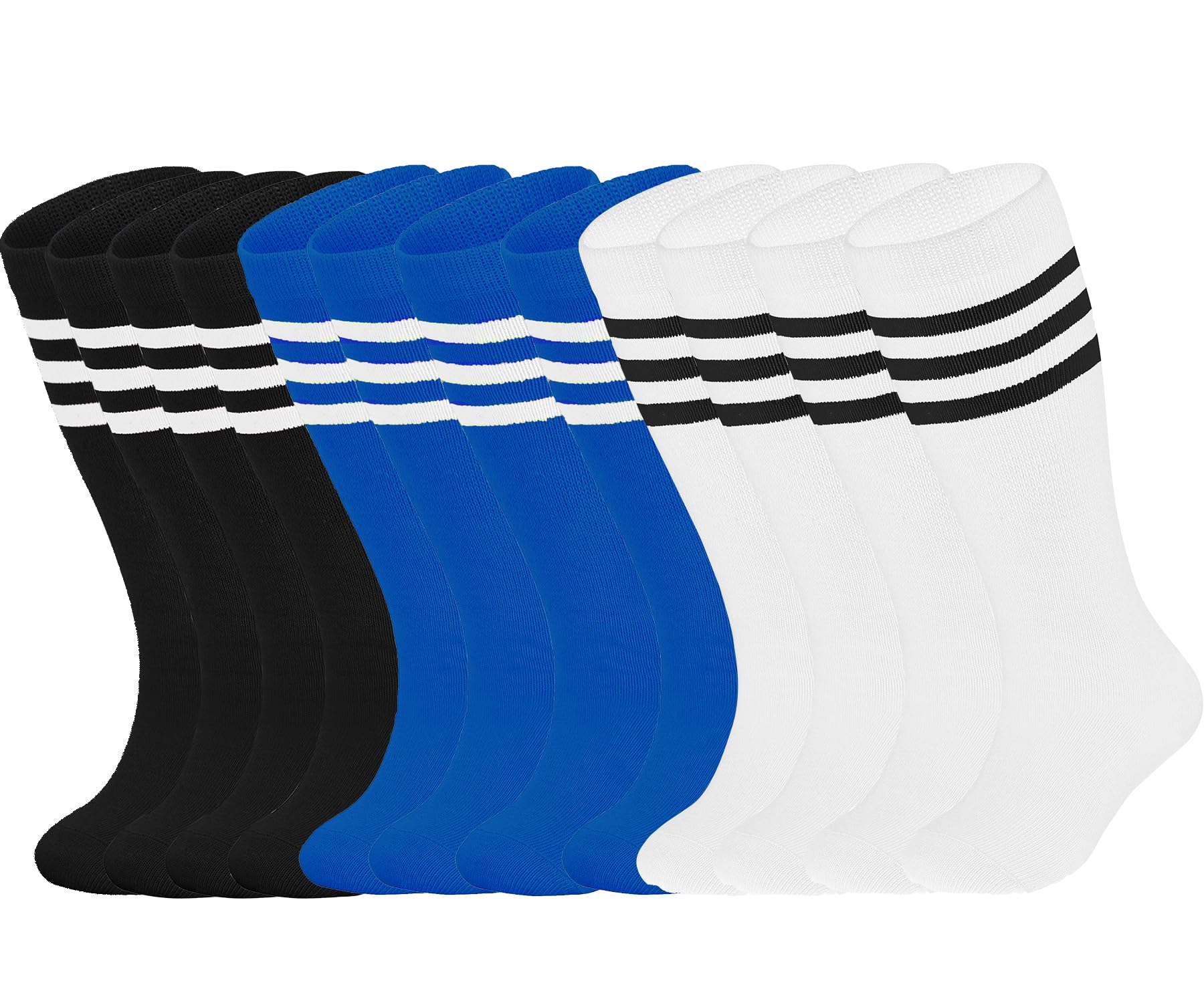ENBAOHUI 5 Packs Toddler Soccer Socks Kids Tube Socks Girls Boys Soccer Socks Toddler Knee High Socks 2Black/2White/2Blue 1-4T