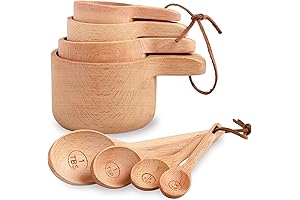 Premium Wood Measuring Cups and Spoons (Set of 8)