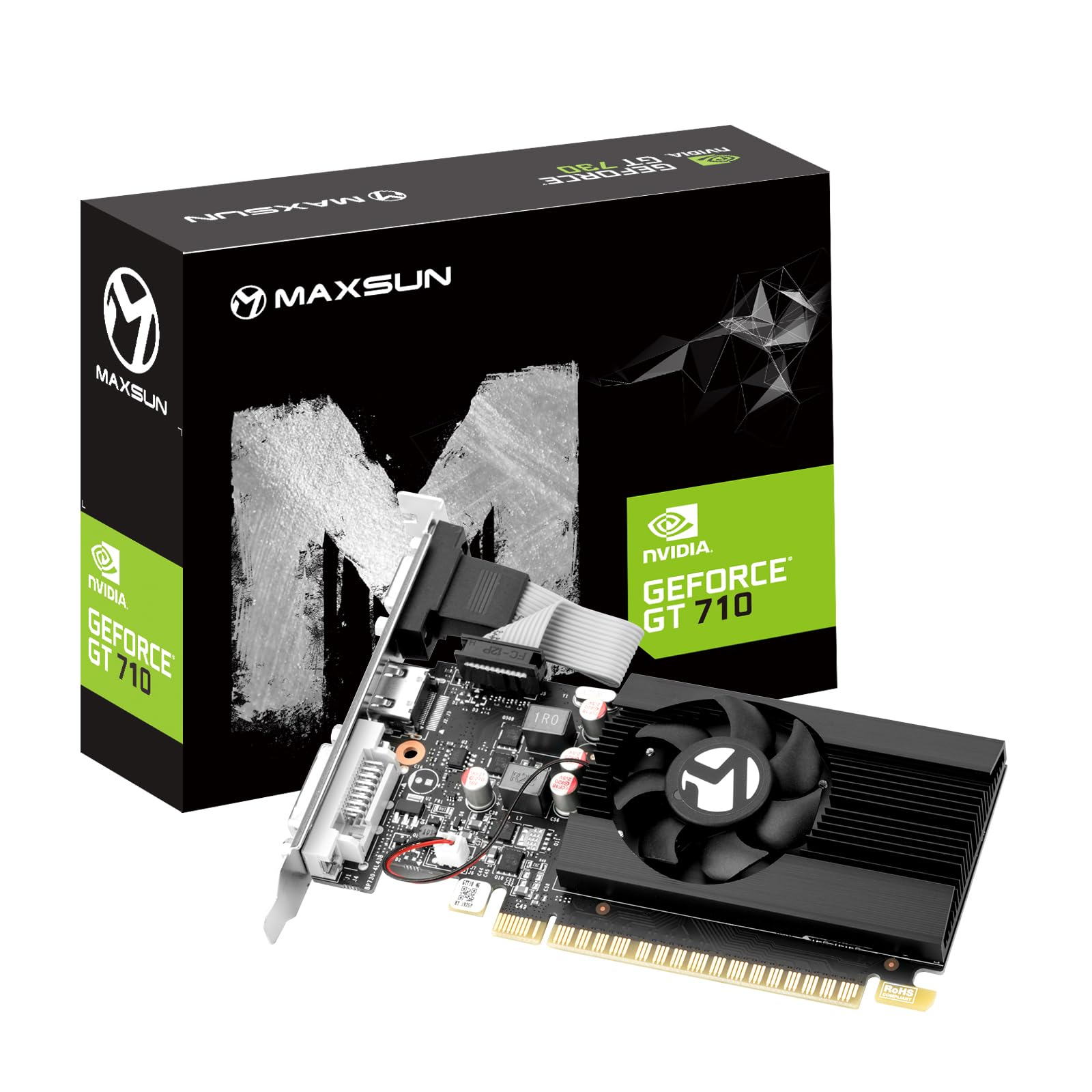 maxsun GeForce GT 710 - Scheda grafica video a basso profilo da 4 GB, GPU, basso consumo, VGA, DVI-D, HDMI, HDCP, supporto DirectX 12, OpenGL 4.5