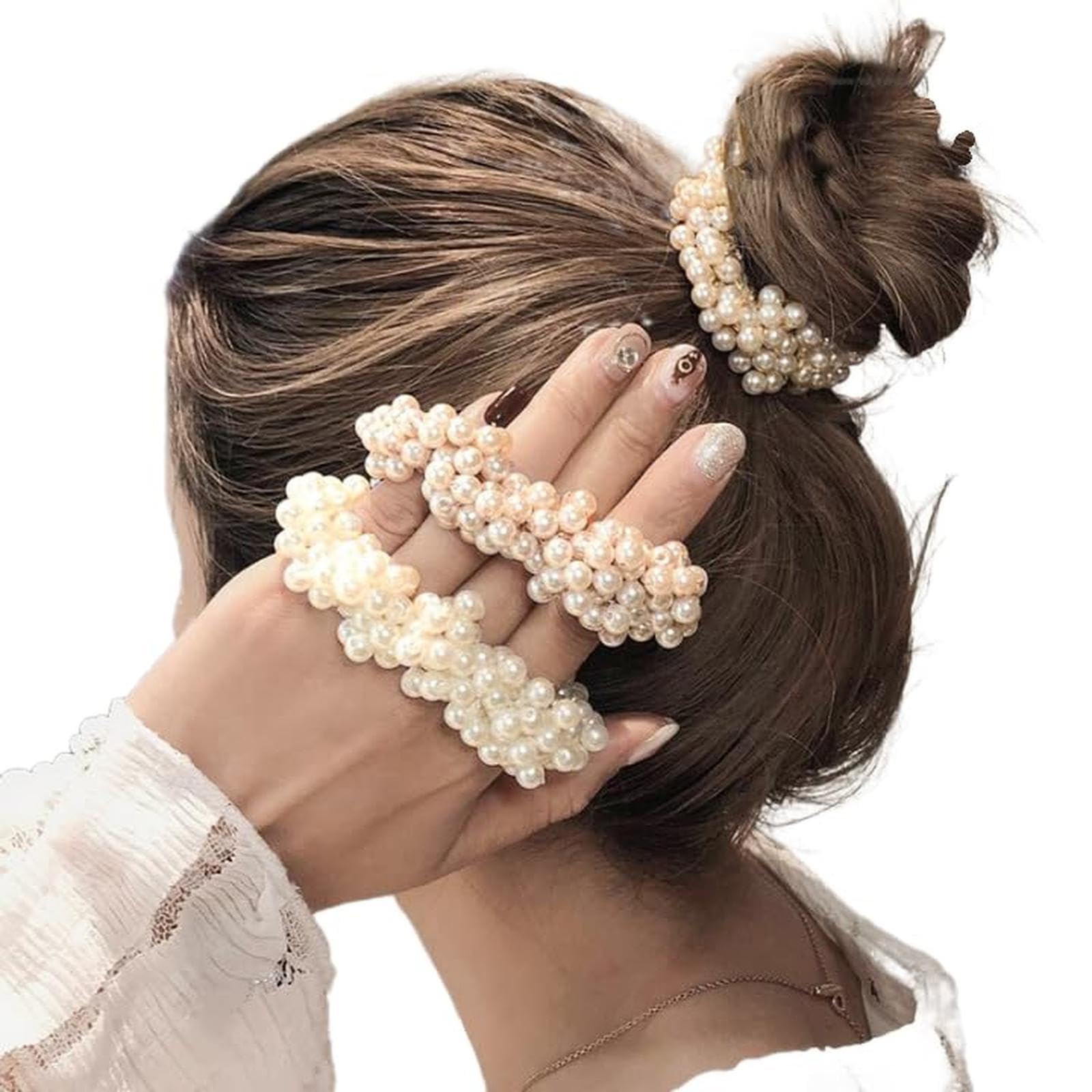 Amazon | パール ヘアゴム ヘアピン 2点 ホワイト シャンパンゴールド  