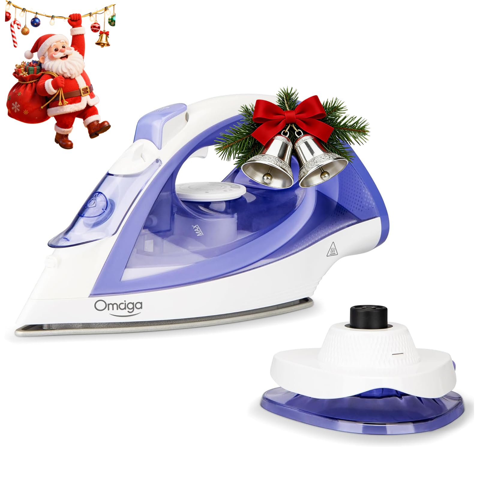 Cordless Iron for Clothes, 1550W 2-In-1 Cordless/Corded Steam Iron Rapid Heating, Ceramic Soleplate, 3-Way Auto-Off, Self-Cleaning, 12.85oz Water Tank Ironing Clothes for Home, Purple