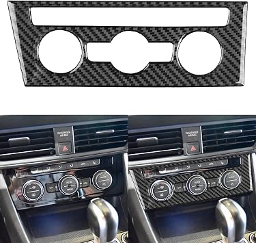 NVCNX Real Carbon Fiber Accessories for Volkswagen VW Jetta 2019-2024 2020 2021 2022 2023 SE SEL R-Line Car Thick Overlay Dash AC Climate Control Panel Cover Interior Trim Sticker Decal 1PC
