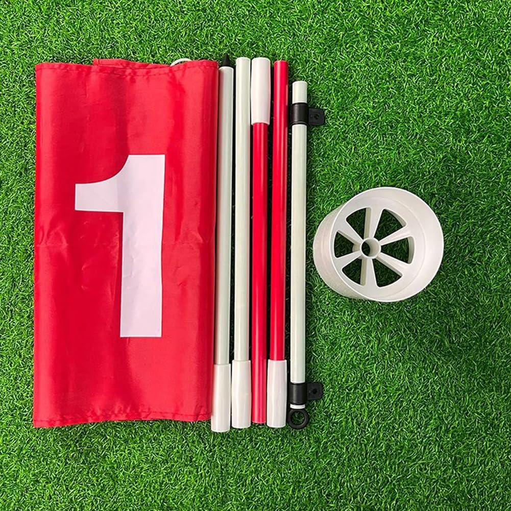 Drapeaux De Golf Drapeaux avec Tasses Pratique Putting Green Flag Golf Pole Pin Flaghole Golf Hole Cup Portable Mini Golf Flag Sticks pour Yard Golf Course