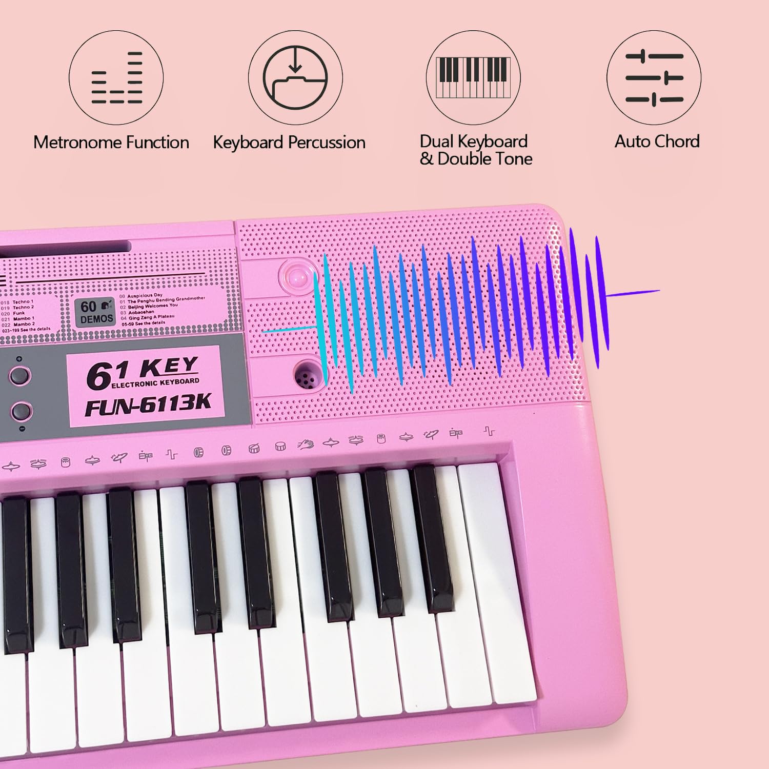 Amazon.co.jp: 61キー電子キーボードピアノ ライトアップキー付き 音楽