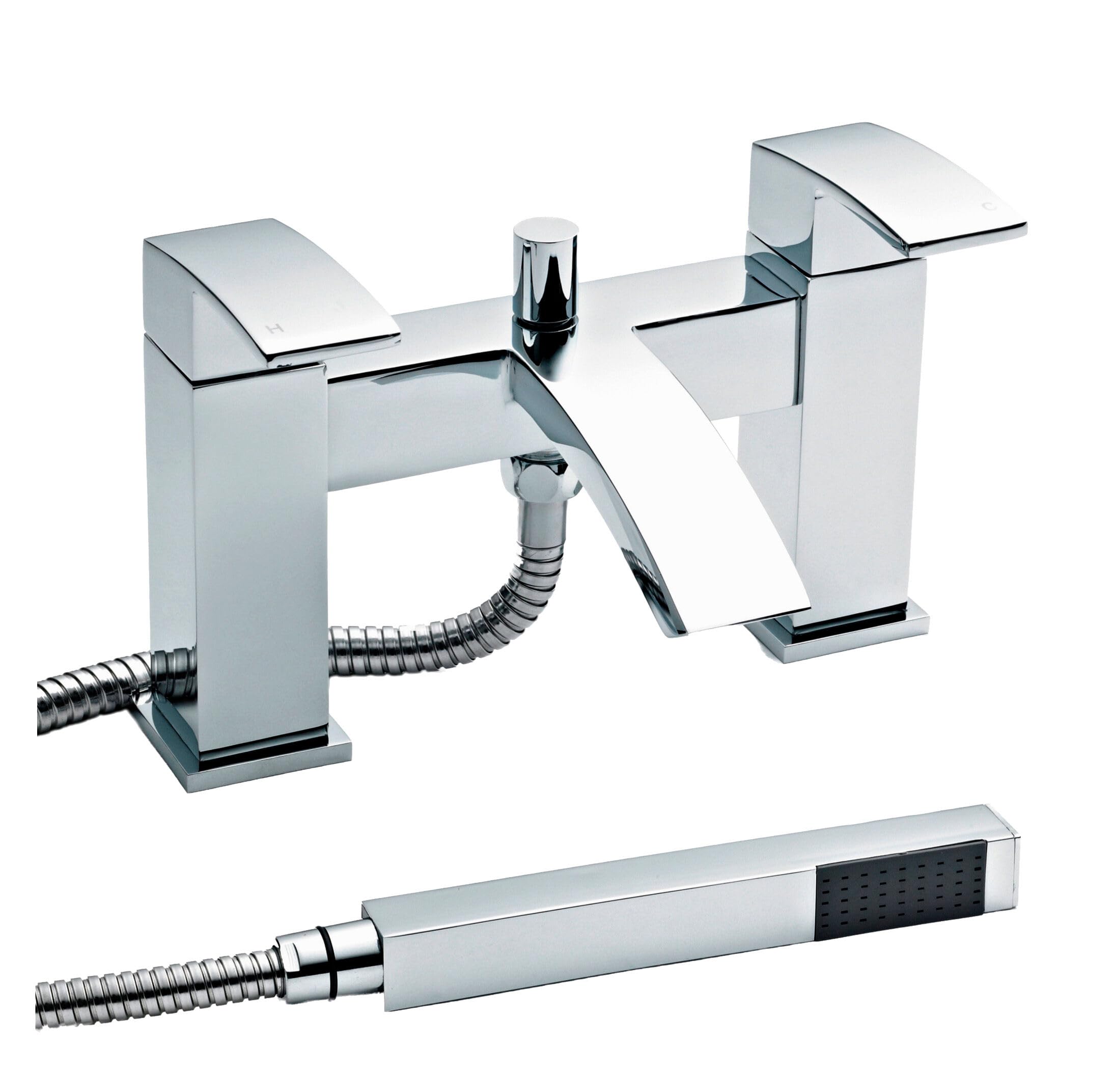 Balterley Contemporary Square Dual Lever Deck Mounted Bath Shower Mixer Tap With Ceramic Disc Technology, 229 X 127 X 138Mm Chrome 5056211844211