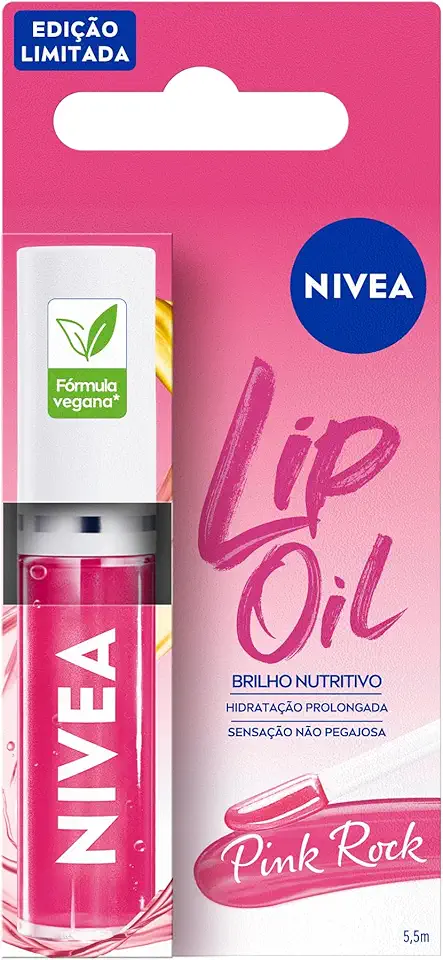 NIVEA Lip Oil Brilho Nutritivo Pink Rock 5,5ml, Hidratação Prolongada, Efeito Gloss, Para Todos os Tons de Pele