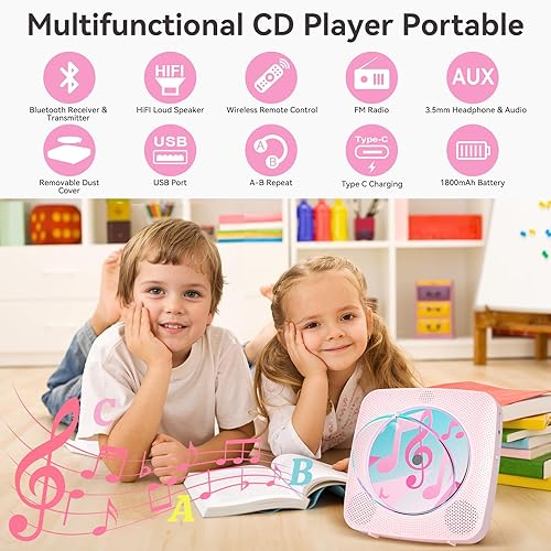 Miniatura 2 de Reproductor de CD portátil Bluetooth recargable reproductores de CD para el hogar Kegaudio 1800mAh reproductor de CD de pared de escritorio con