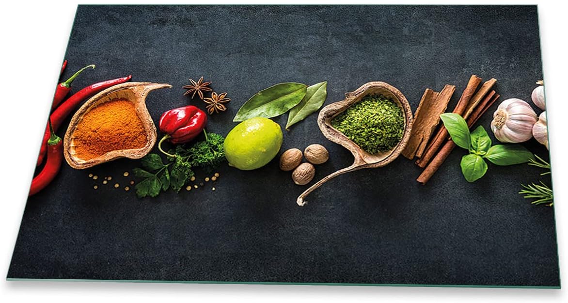 Herdabdeckplatte 2-teilig 60x52 Cm – Aus Sicherheitsglas, Als Schneidebrett & Spritzschutz Nutzbar, Mit Motiv