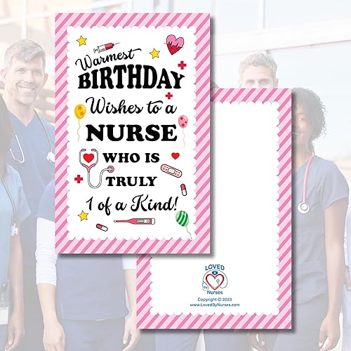 Miniatura 5 de Loved By Nurses Tarjeta de felicitación de feliz cumpleaños de enfermera para una persona verdaderamente especial - rosa