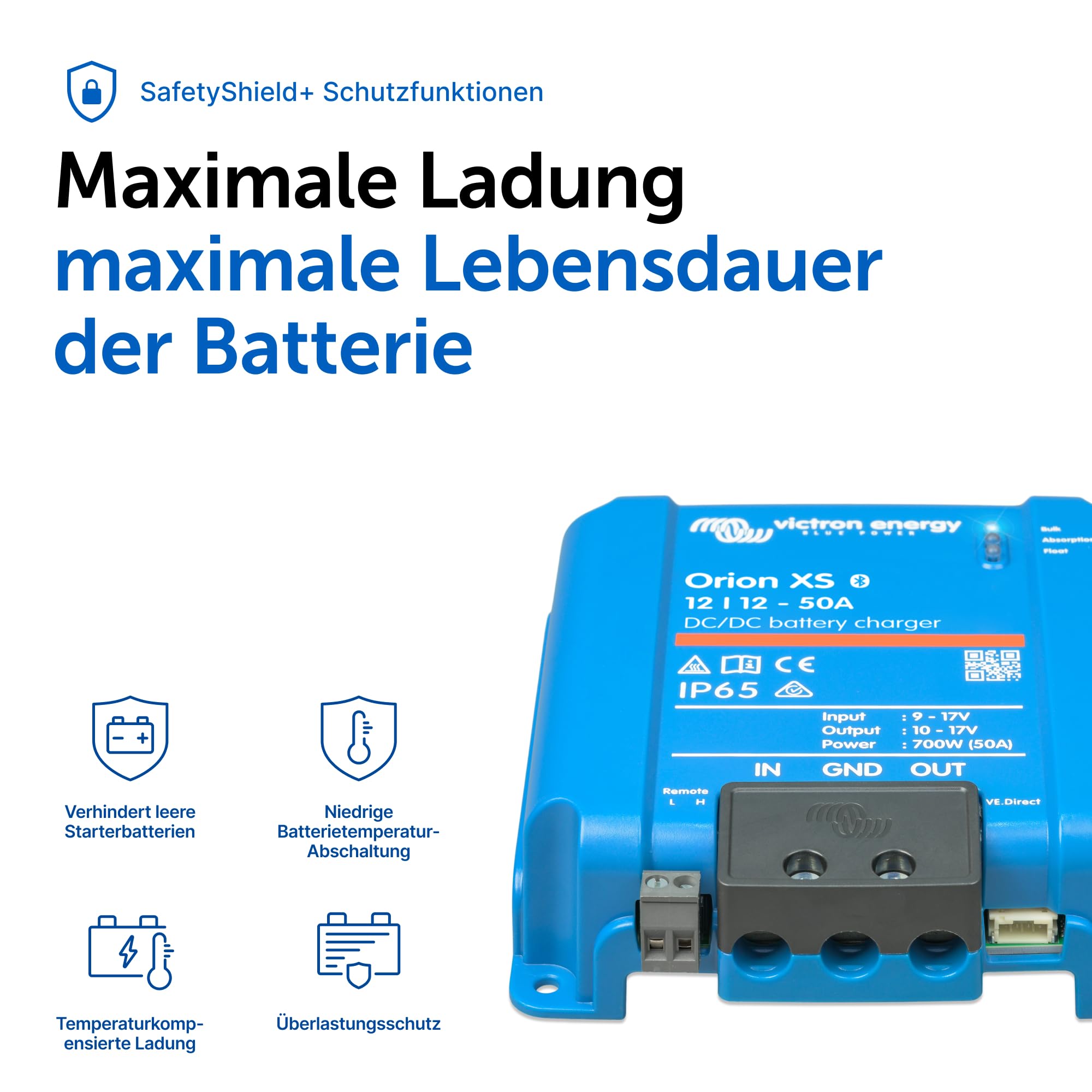 Victron Energy Orion XS Smart DC to DC Ladegerät 12/12 50A (700W) - Erweiterter Batterieschutz