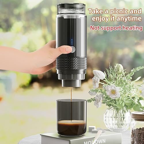 Miniatura 6 de Cafetera eléctrica portátil de café expreso con un botón de operación con 4 luces indicadoras de encendido, cafetera de mano recargable inalámbrica
