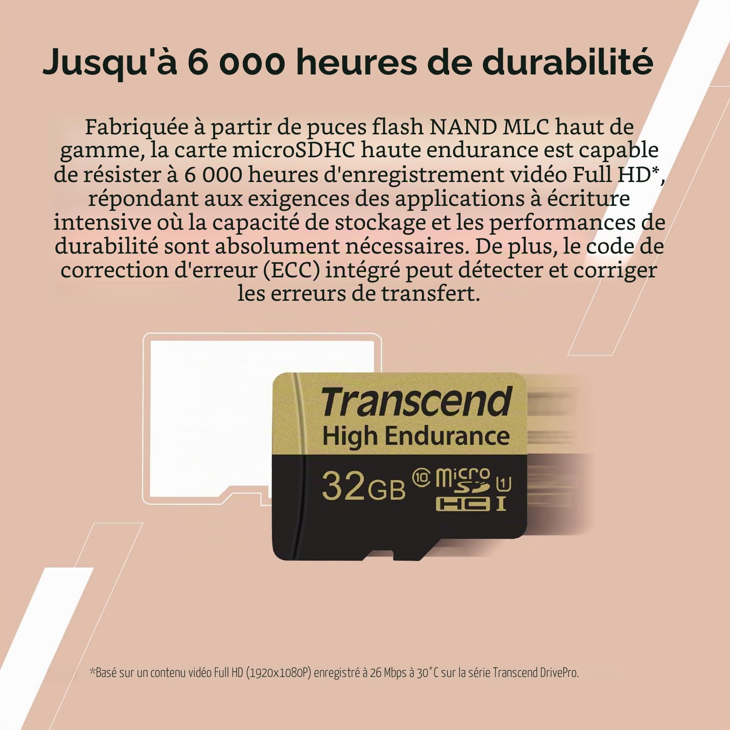 Transcend Carte Mémoire microSDXC 16 Go Haute Endurance TS16GUSDHC10V