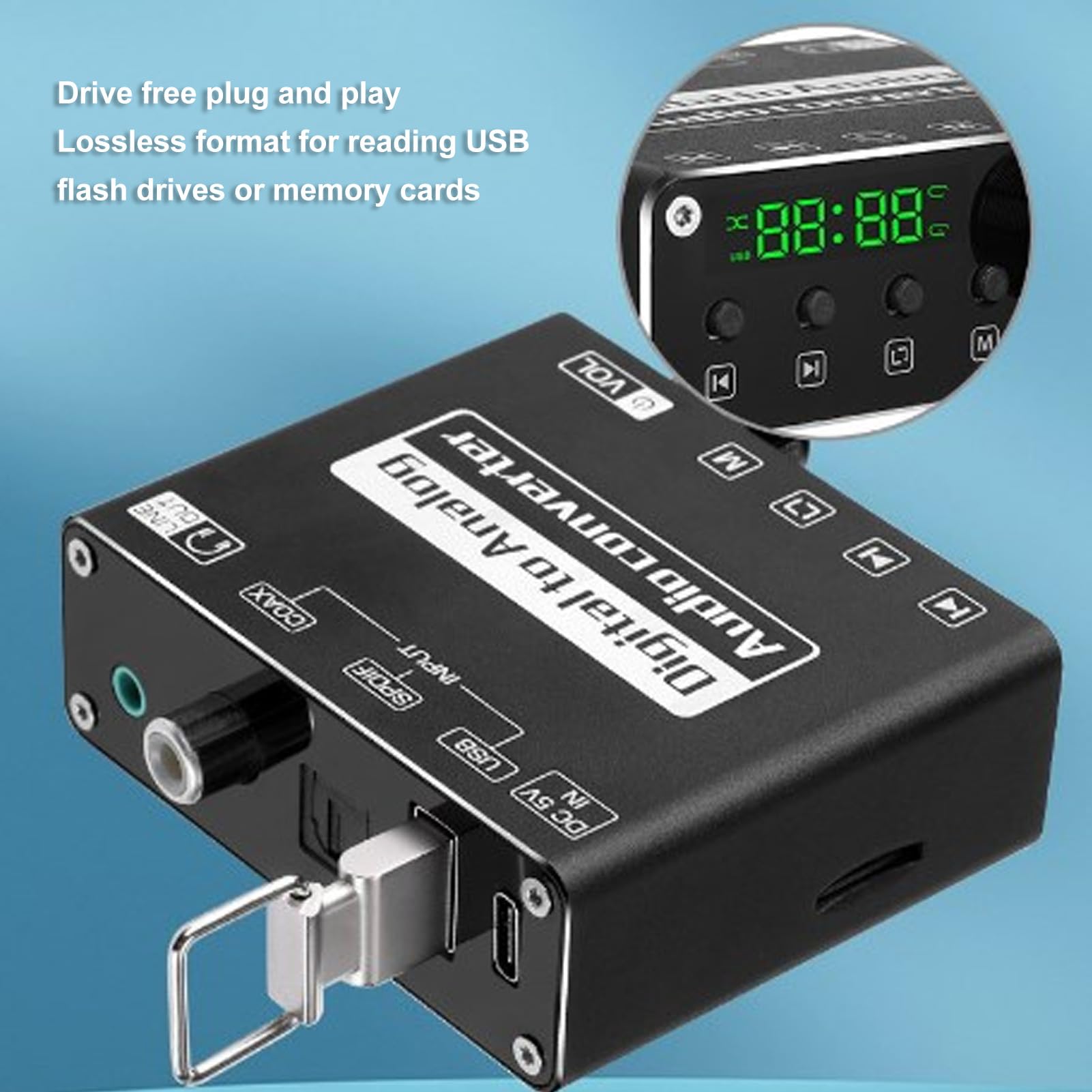 Convertitore audio, convertitore audio da digitale a analogico, Bluetooth 5.1, adattatore ottico a analogico per telefono, tablet, computer, altoparlante TV per TV Home Theater