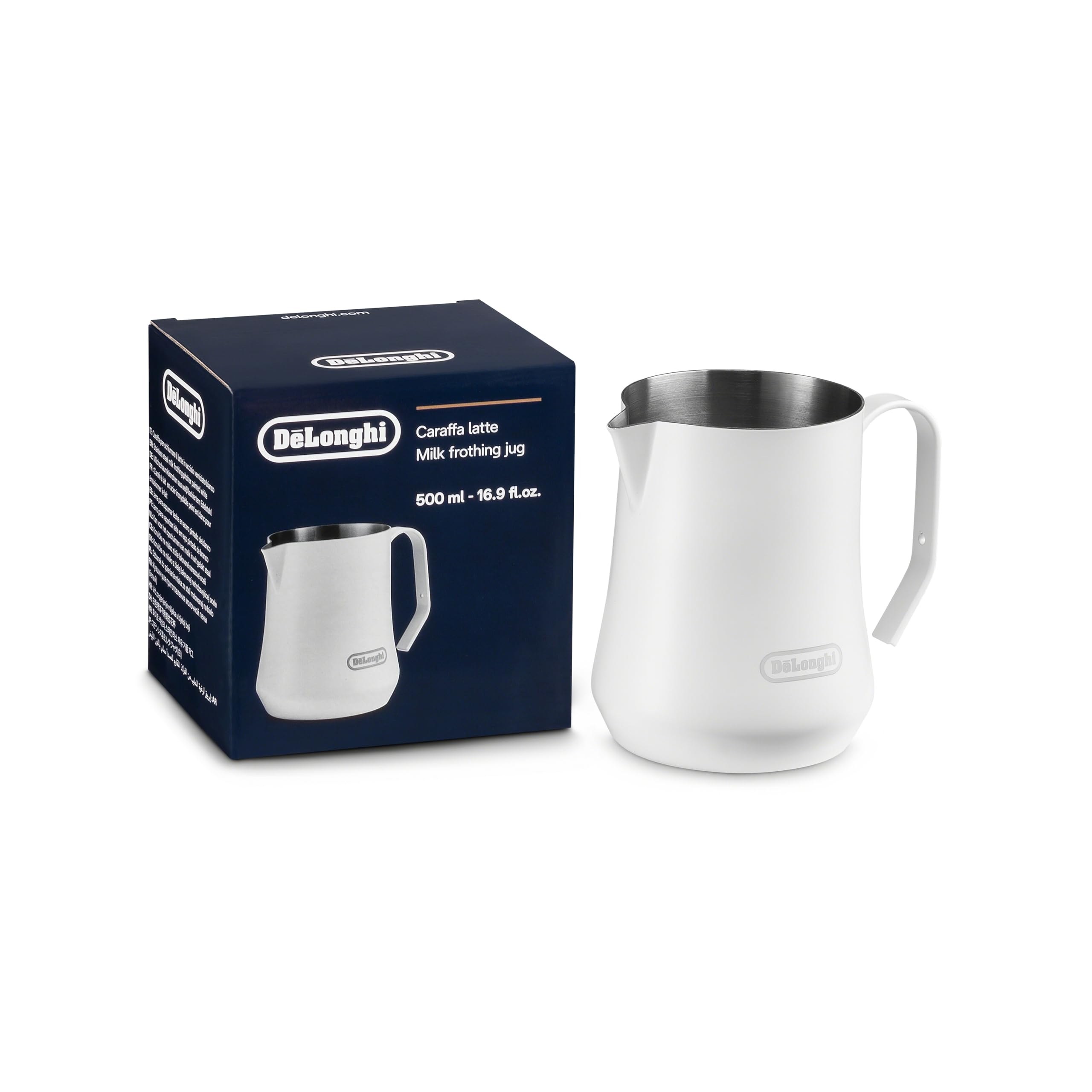 De'Longhi Milk Frothing Pitcher, Matte White Stainless Steel, 17 oz