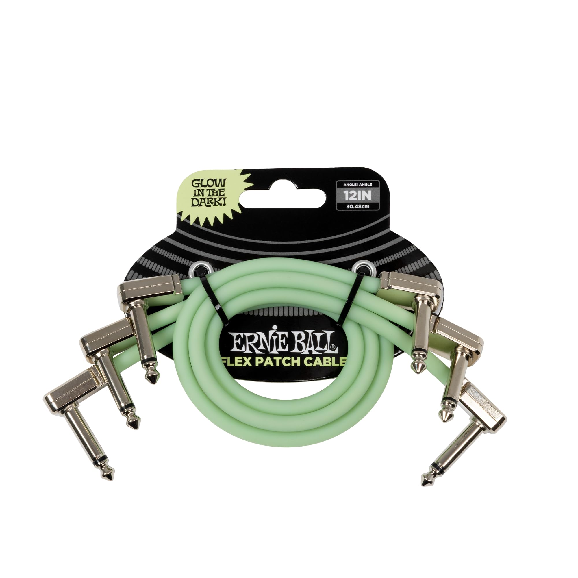 Ernie Ball Flex Patch Cable 12in - Glow in Dark - 3 Pack