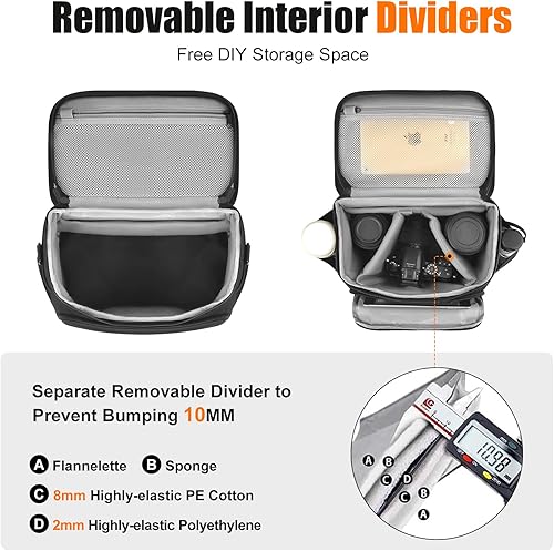 Miniatura 3 de Cwatcun Bolsa cruzada para cámara de hombro, DSLR/SLR/SLR/sin espejo, para fotografía con soporte para trípode y cubierta de lluvia para cámaras