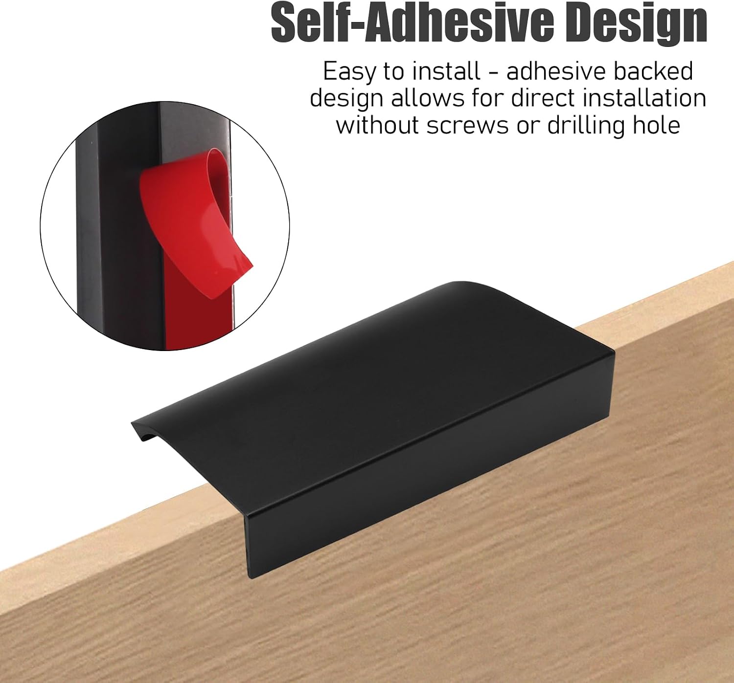 12 Pack 3.15" Adhesive Cabinet Pulls, Black Edge Back Mount Handle | No-Drill Peel And Stick, Aluminum Alloy One-Piece Built, Burr-Free Safe Edges, for Kitchen Cupboard Drawer Wardrobe