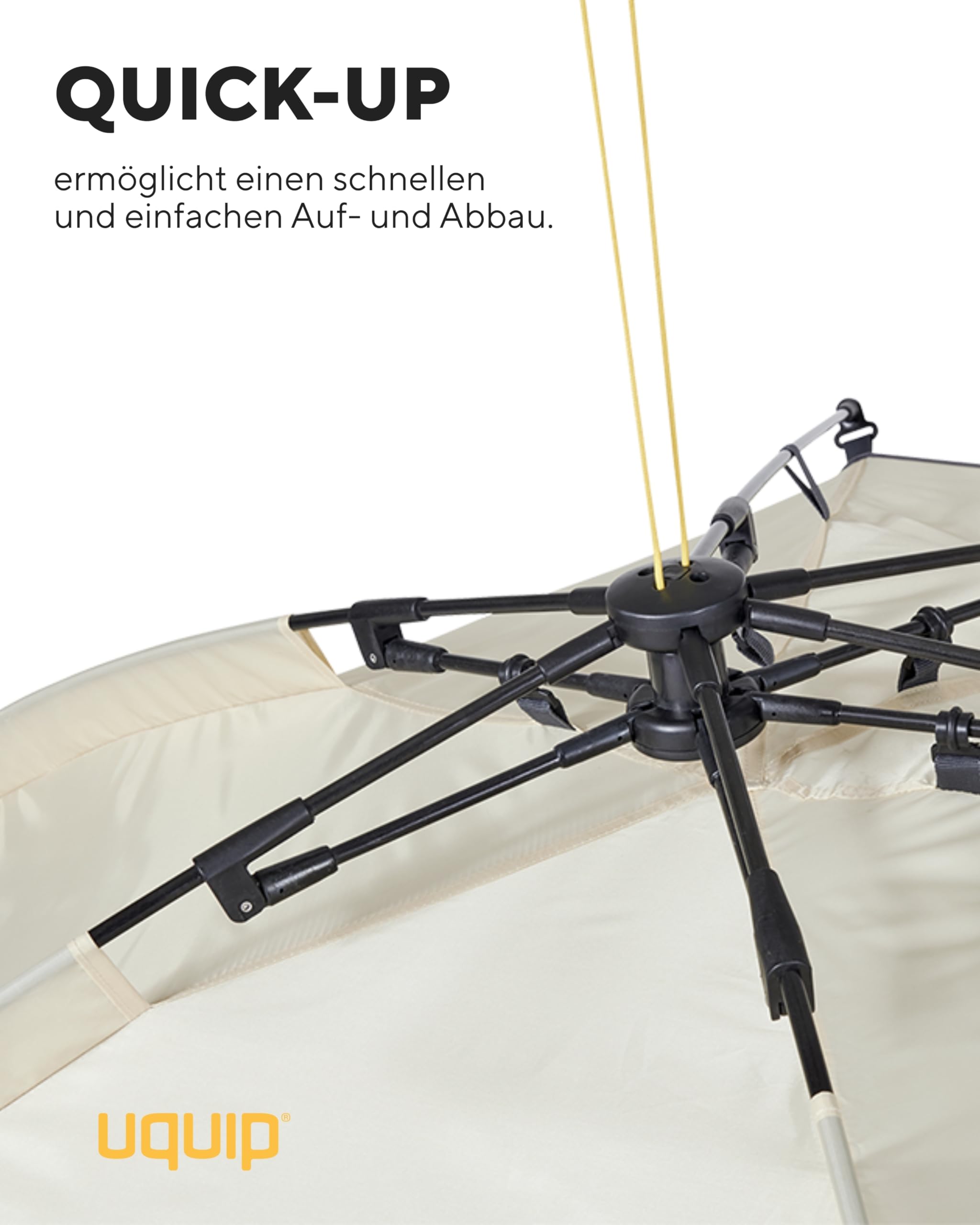 Uquip Strandmuschel Speedy XL Boulder I 170 x 115 x 230 cm I UPF 50+ Strandzelt zum Schutz vor Sonne, Wind & Regen I tragbares Beach Zelt mit Quick-Up System I ideal für Strand, Camping & Picknick