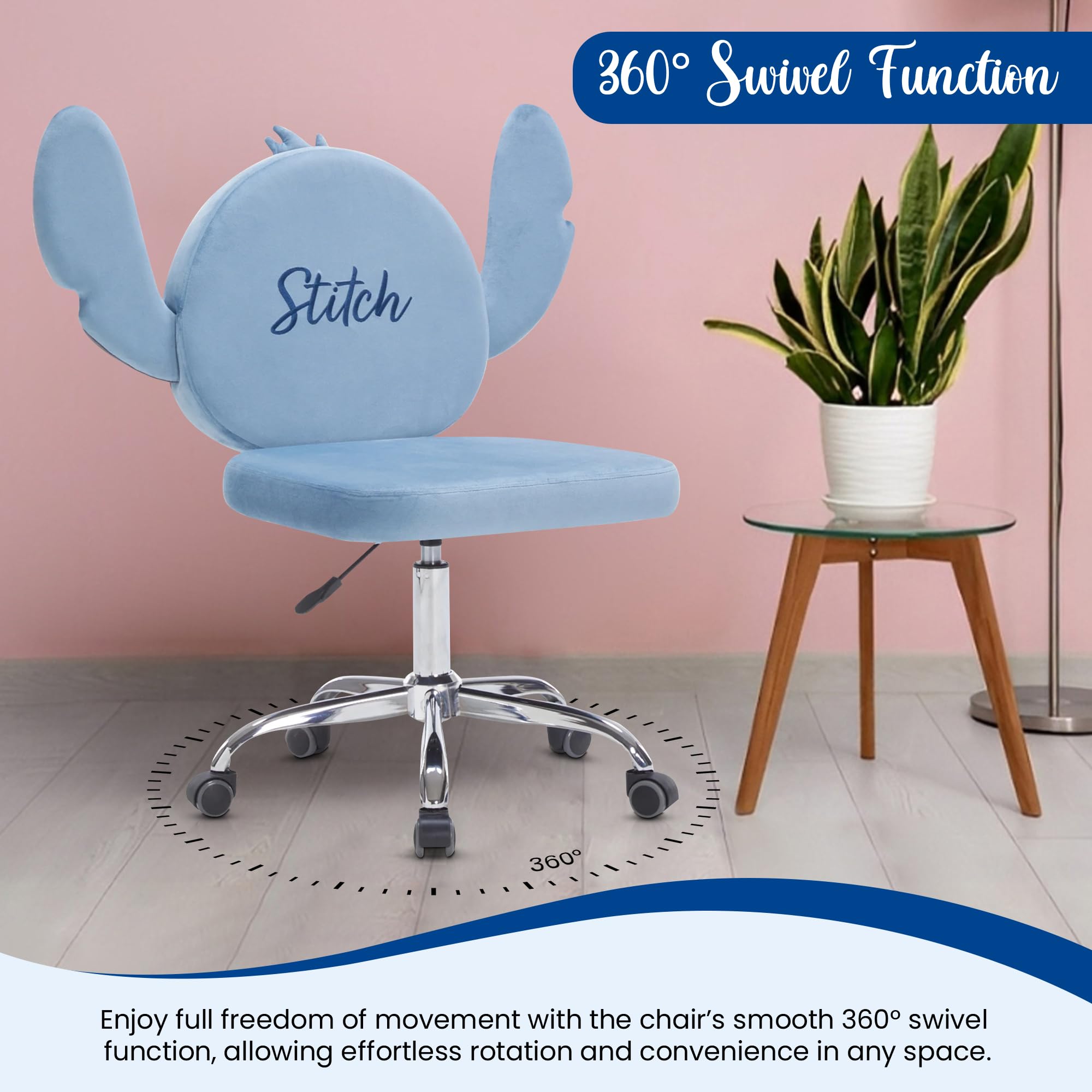 Impressions Vanity Stitch Cadeira giratória com rodas, espuma de