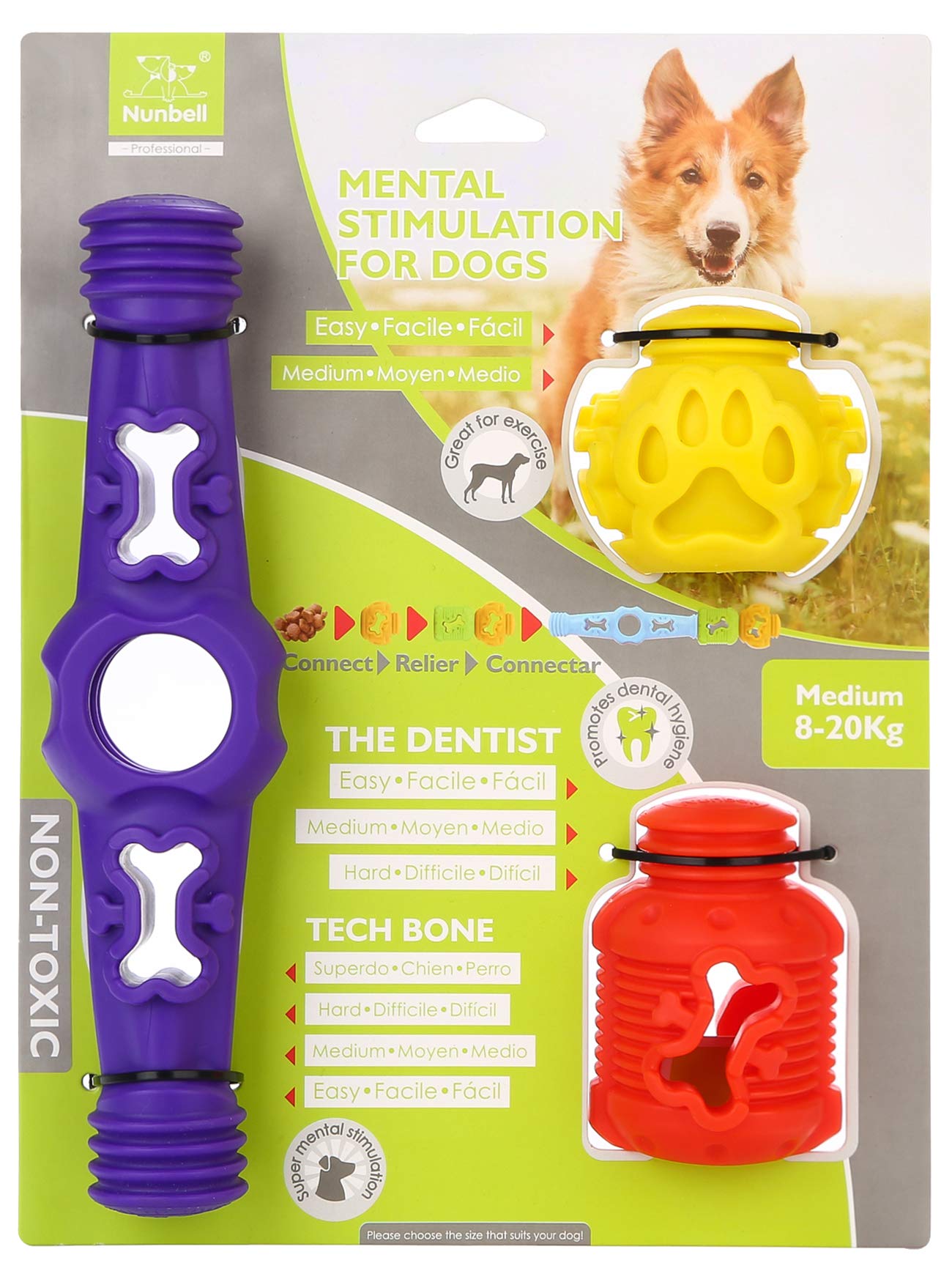 Nunbell Dog Puzzle Toys for Boredom, Puppy IQ Treat Ball, Interactive Dog Chew Toys for Aggressive Chewers, Dog Games for Chasing Chewing Playing