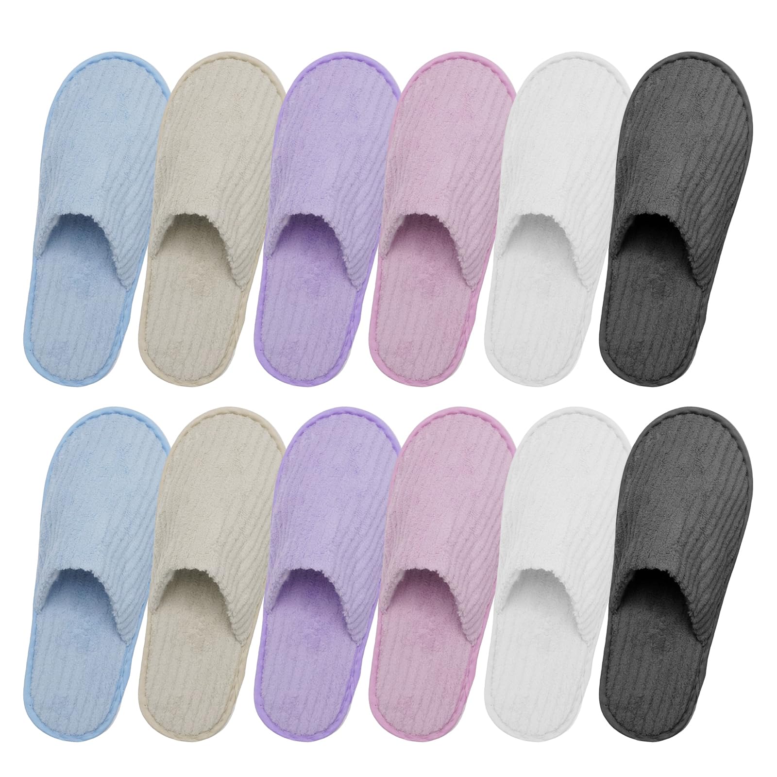 12 Paar Bequeme Hotelslipper, Rutschfeste Gäste-Schuhe, Vielfarbige Einweg-Slipper-Sets für Hotels, Thermalbäder, Hochzeiten und Familienfeiern, Universalgröße 11 x 28 cm