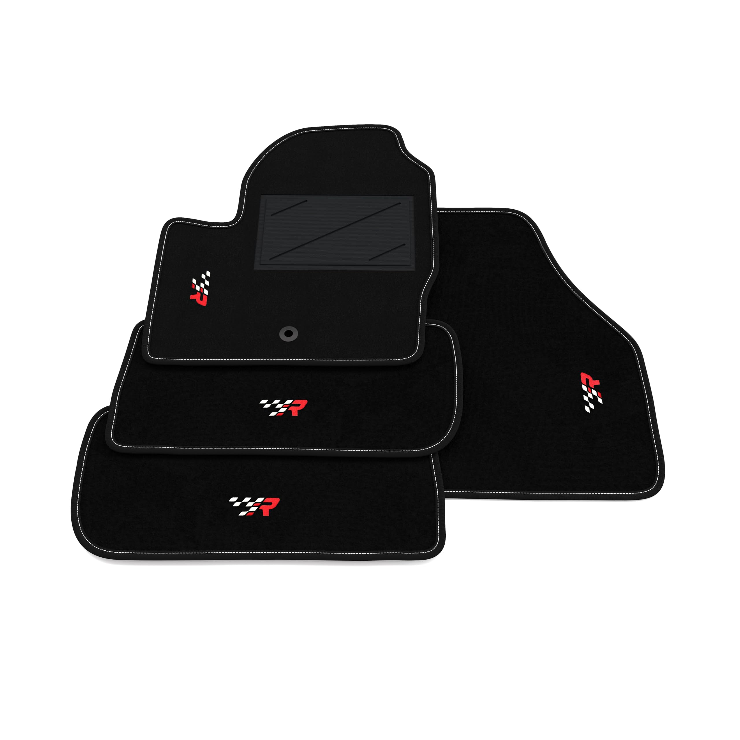 Set de Tapis de Voiture compatibles avec Land Rover Freelander 2006-2012 | Tapis sur Mesure en Moquette, Broderie R Racing, sur Mesure
