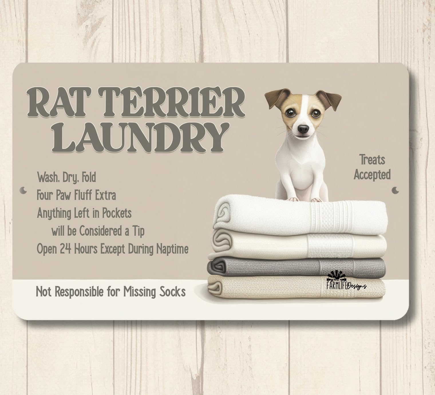 Rat Terrier Laundry Room sign dog metal tin wall art home funny farmhouse decor home decor