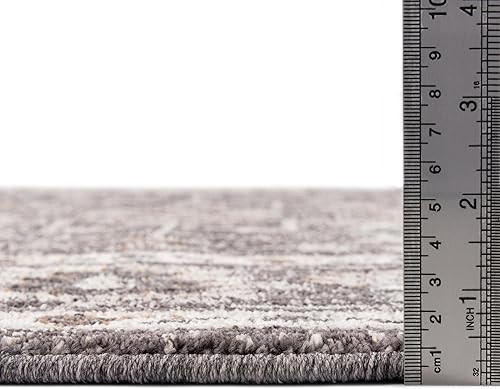 Miniatura 4 de Unique Loom Eco Traditional Collection - Alfombra de área  Coherance (redonda de 3 pies 3 pulgadas x 3 pies 3 pulgadas, gris carbónmarfil)