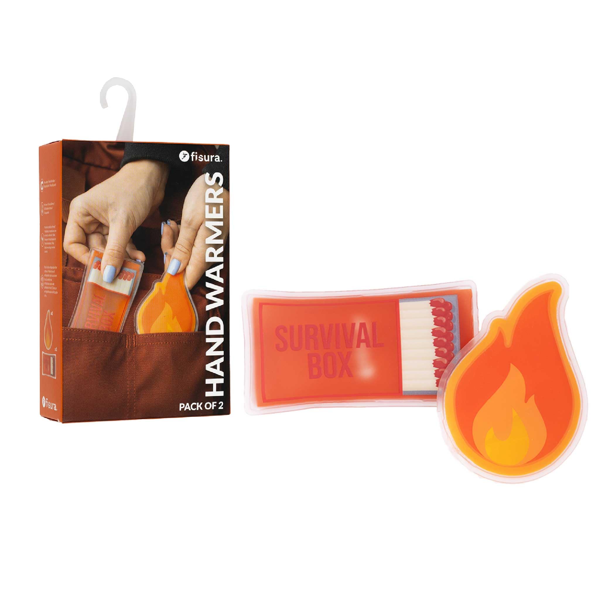 Fisura - Original "Survival" Hand Warmer, Reusable Handwarmers, Instant heat for Outdoor Activities, skiing, golf - Easy to Use Pocket Warmers, 2 Units packs