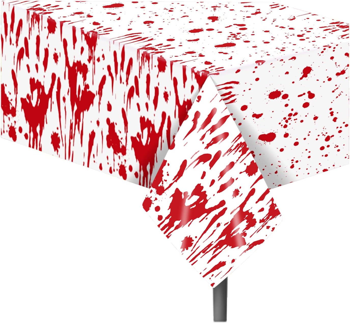 2Pcs Halloween Bloody Hands Party Tablecloth, 54x87In Bloody Hands Plastic Table Covers, Blood Splatter Party Supplies, Halloween Disposable Table Cover for Scary Movie Nights, Horror Theme Events