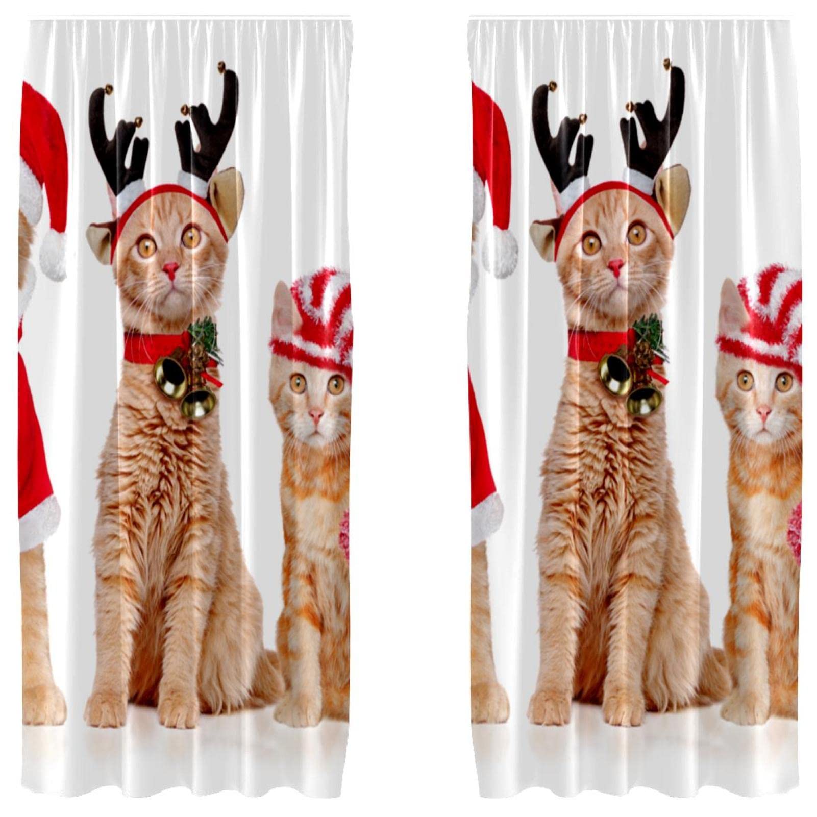 Cortinas de gatos de Navidad de 55 x 84 pulgadas juegos de cortinas para ventanas
