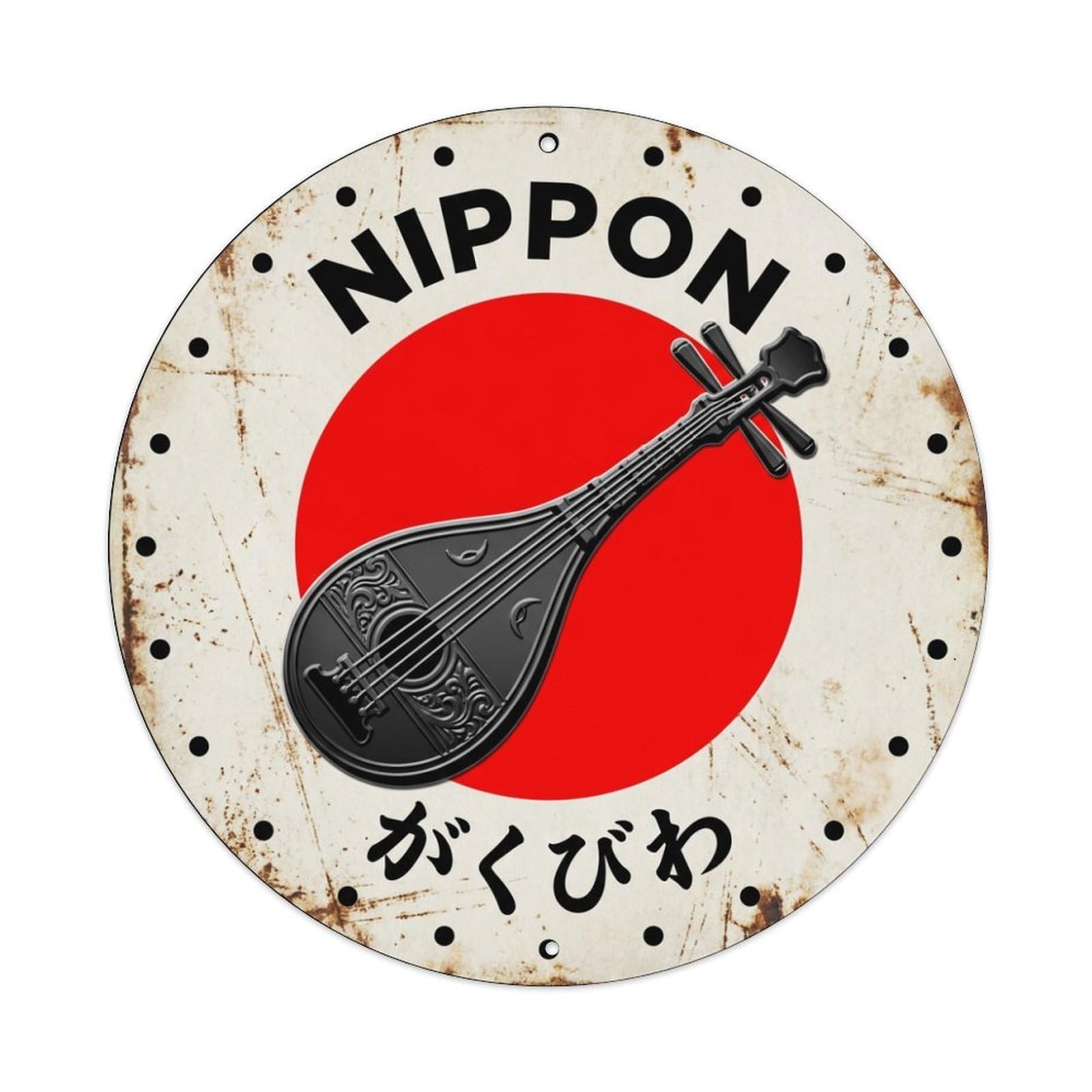 Galvaxio Style Gakubiwa Lute Nippon Court Music Historic Metal Tin Sign