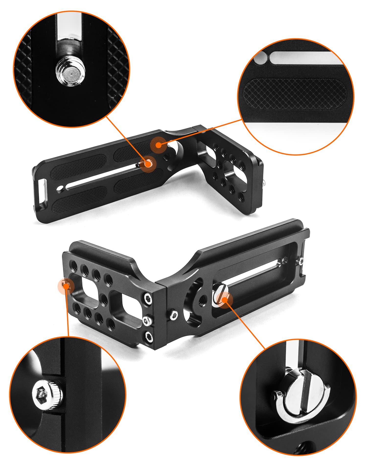 QWORK® Staffa a L universale verticale per fotocamera, staffa a L per fotocamera, per treppiede con interfaccia 1/4, stabilizzatore, ecc