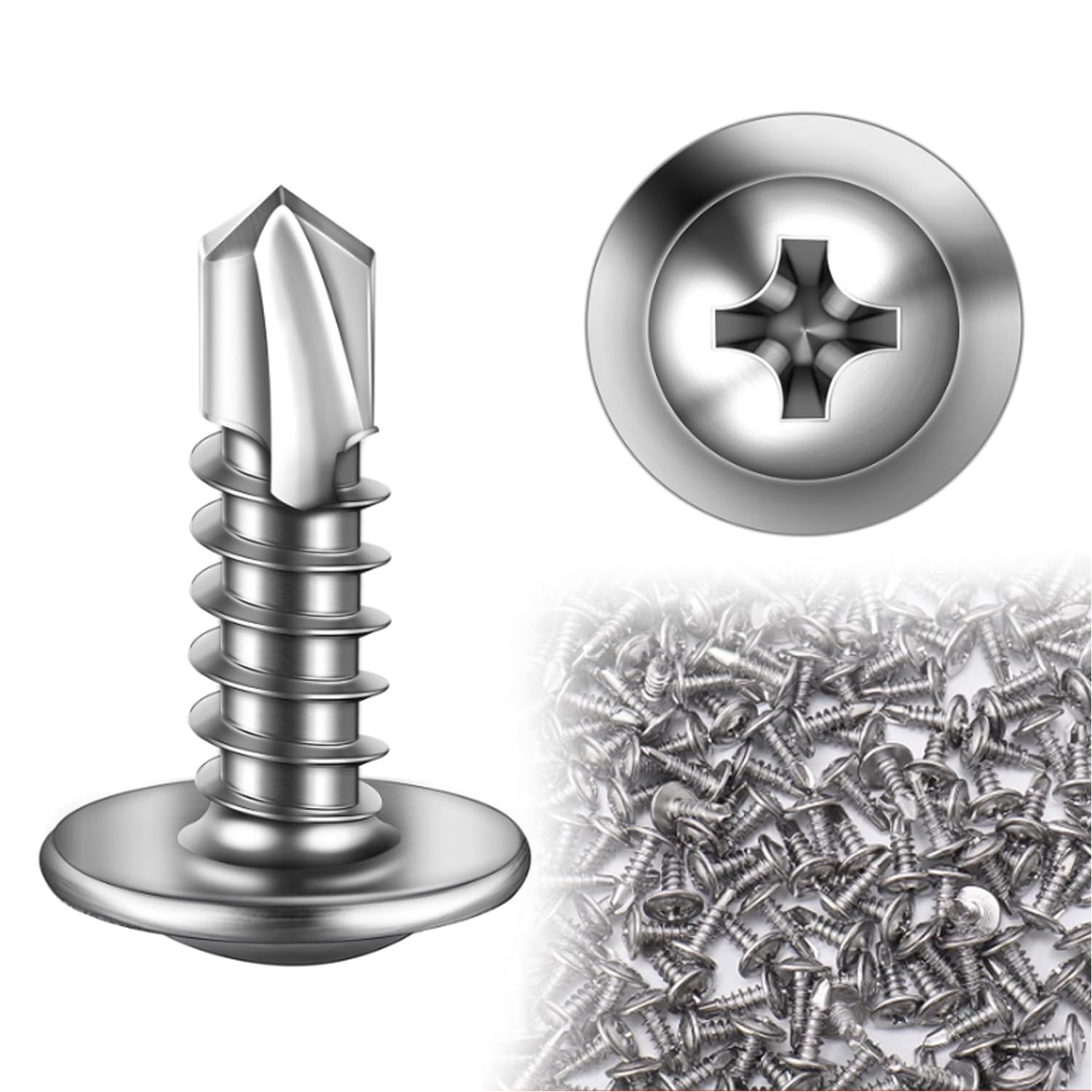 200Pcs Wafer Head Self Drilling Screw, M4.2 x 13mm Self Tapping Screws for Metal Modified Truss Head Self-Tapping Screws
