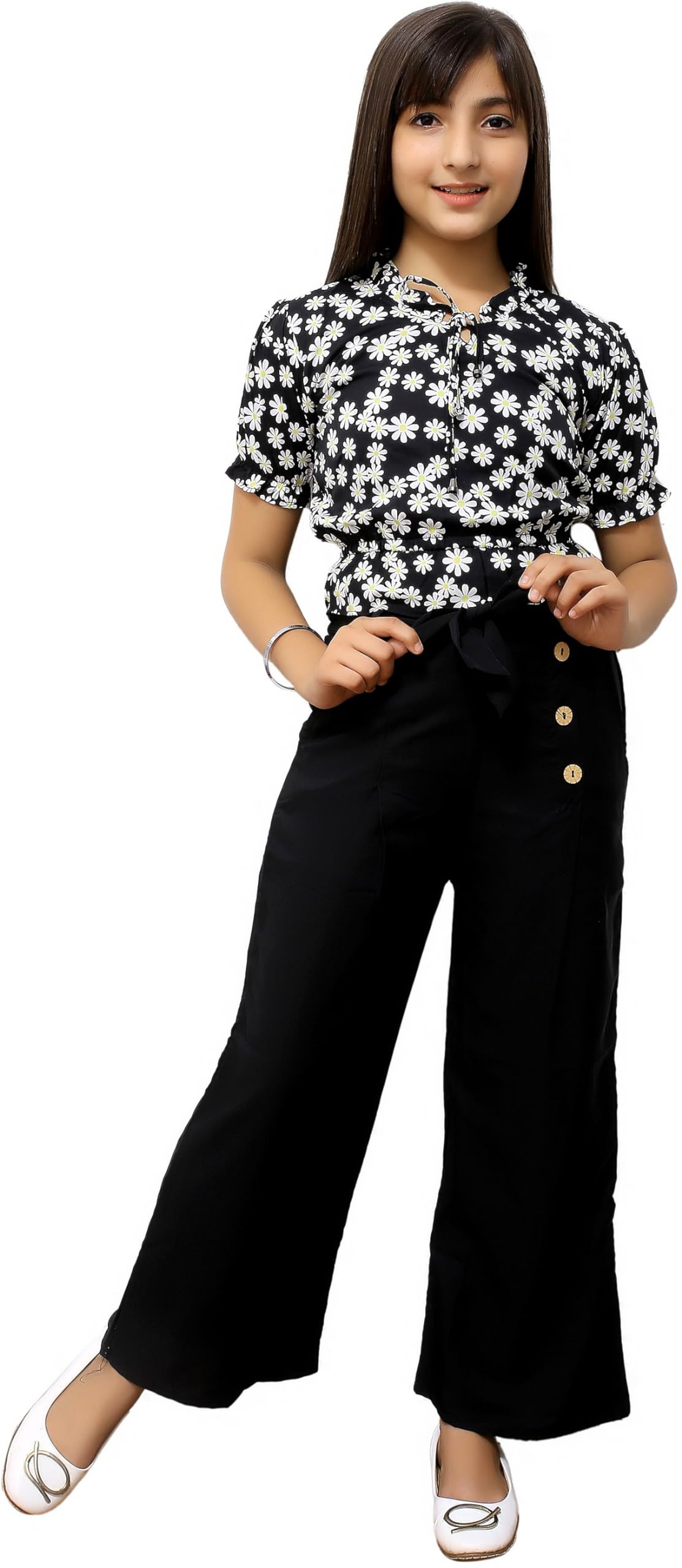 LIME 'N' LEMON Polycotton Regular Fit Floral Print Girls Jumpsuit 14-15 Years Black