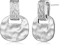 MUYAN Boho Hammered Gold & Silver Dangle Drop Earrings for Women - Modern Statement Lightweight Jewelry