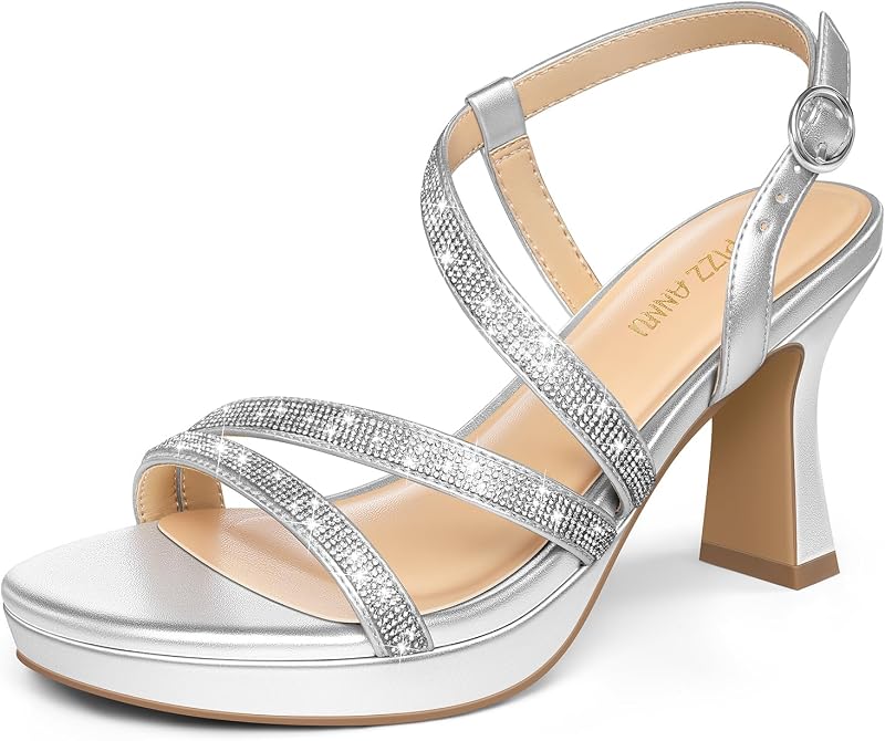 PIZZ ANNU Women's SoleBella Platform Block Heel Sandals 3 Inch Chunky Heels Open Toe Ankle Strap Strappy Comfortable Dress Pump Shoes for Wedding Party