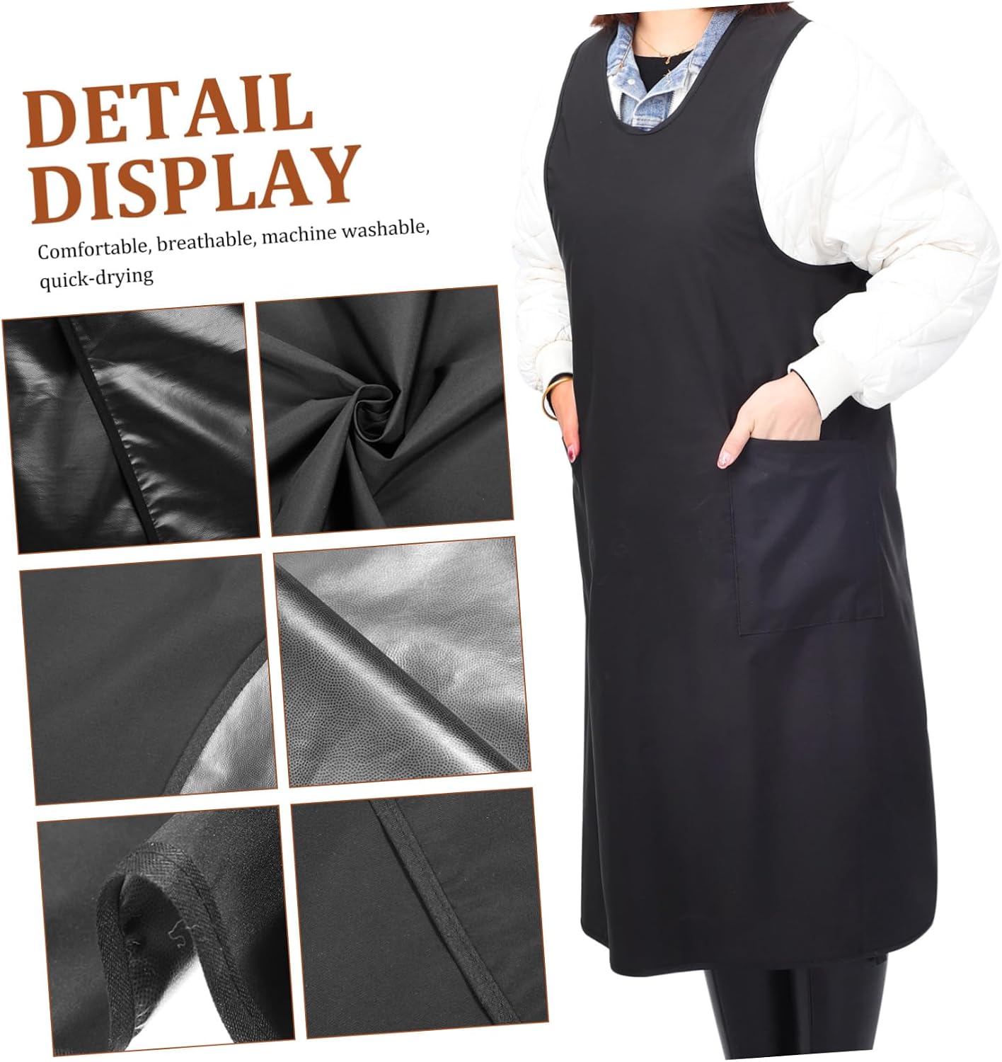 Lurrose Barber Haircut Styling Apron Professional Waterproof Salon Hair Stylist Apron with Pockets for Salon Hairdresser (Black)