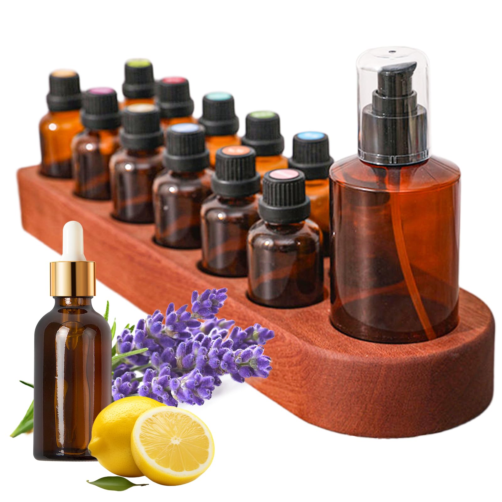 Amazon｜Wisnewth 木製アロマオイルボトルスタンド 13穴 レトロカラー