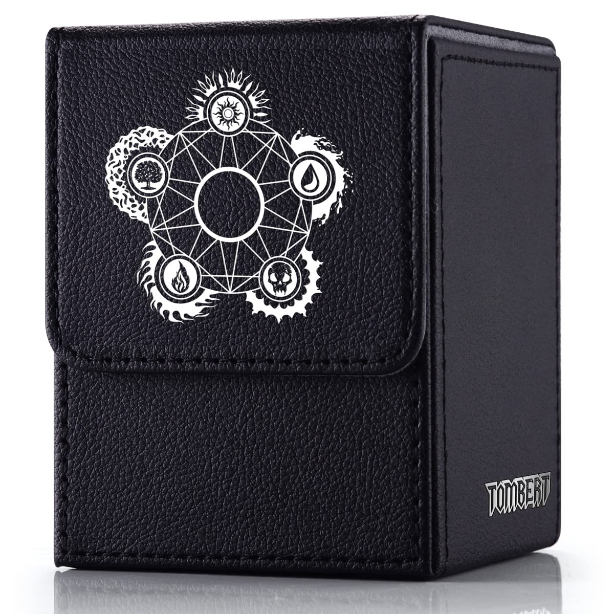 tombert 150+ Premium Deck Box for MTG, PTCG, Large Capacity with 2 Dividers, Fits 150+ Sleeved Cards TCG Trading Card Games (F-Black)