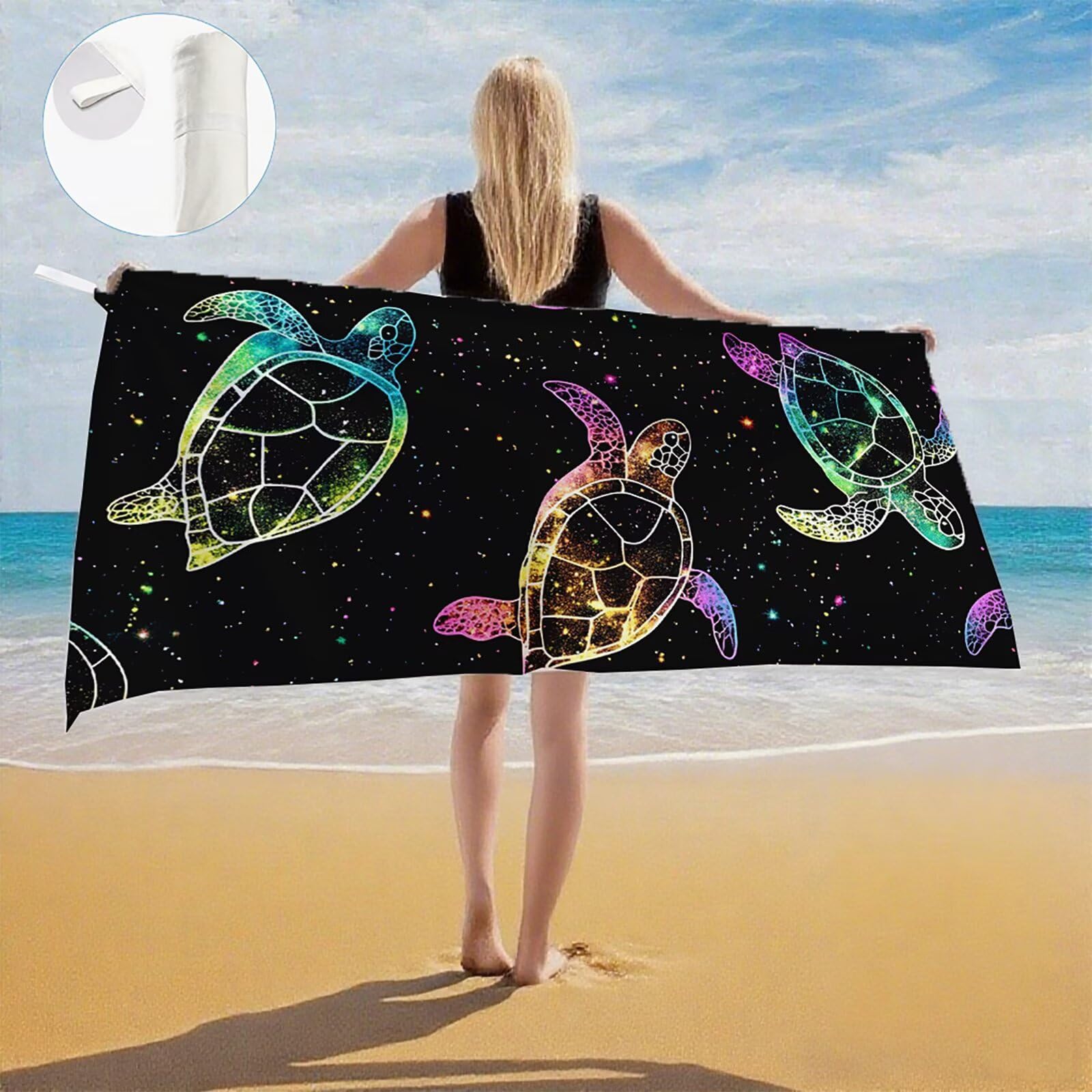 Telo Mare Microfibra, Telo Mare Grande 200 x 100 cm Set da 2, Antisabbia Asciugatura Rapida Assorbente Salvietta da Spiaggia Asciugamano per Palestra Piscina Viaggi Sport Picnic, Regali Donna Q-672