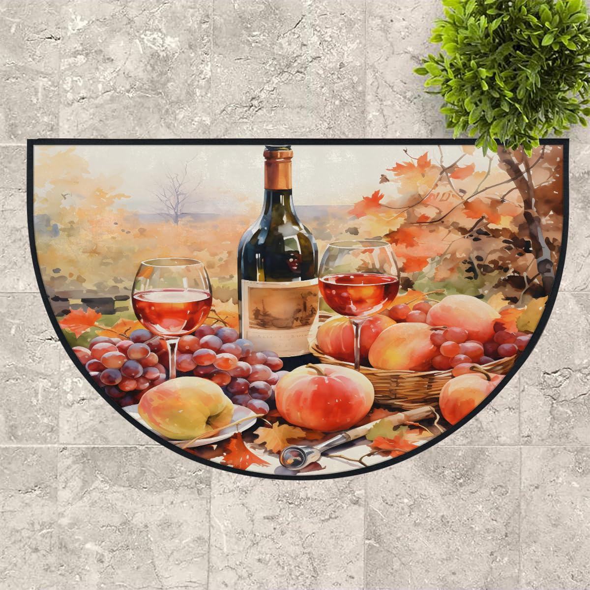 Mexpekil Paillasson demi-lune pour intérieur et extérieur - Lavable - Absorbant la saleté - 100 x 160 cm