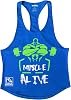 Muscle Alive Mens Bodybuilding Stringer Tank Tops Cotton Racerback Arch Hem