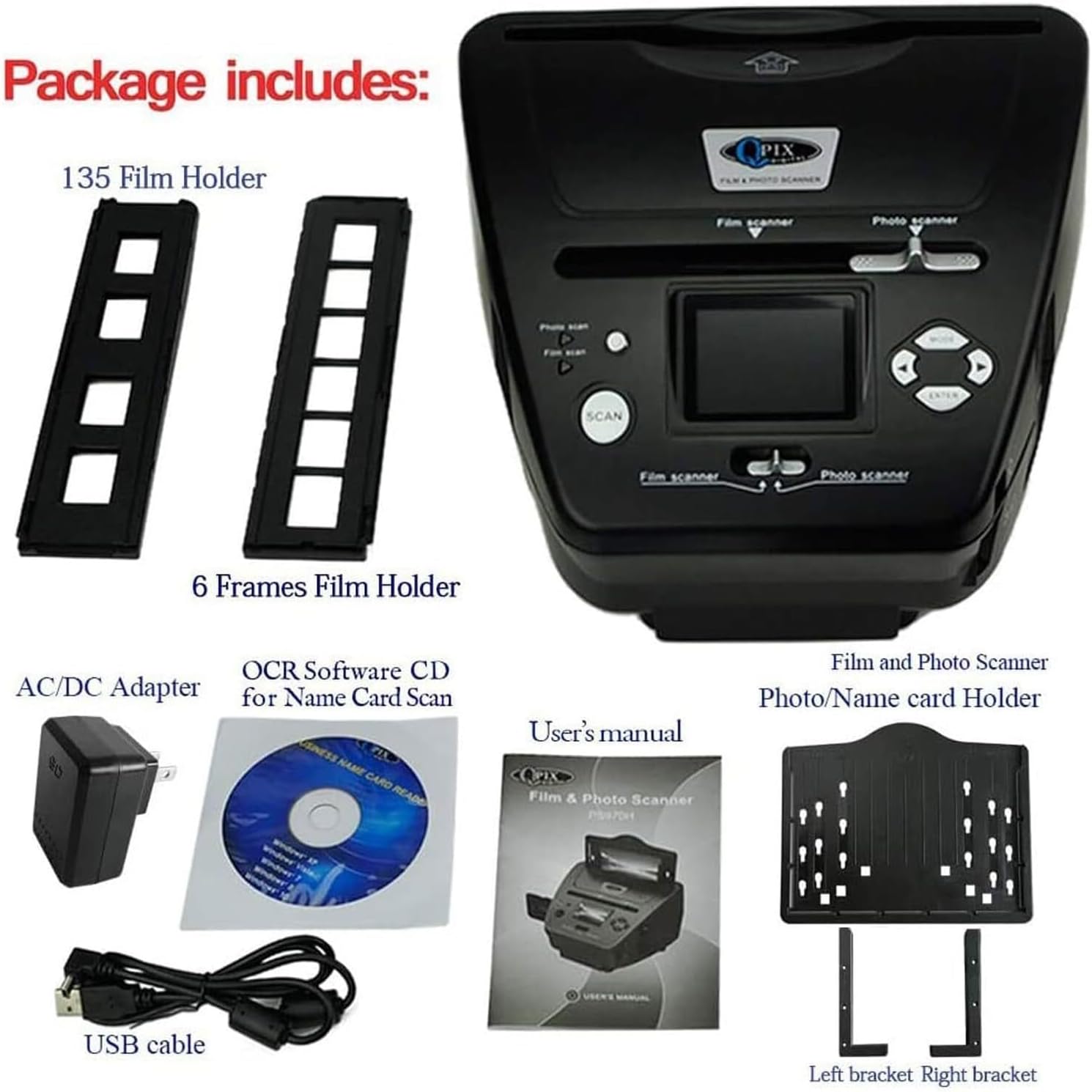 Film and Slide Scanner, 35mm/135mm Negative Scanner, 8.1 Megapixel 4-in-1 Photo and Film Scanner