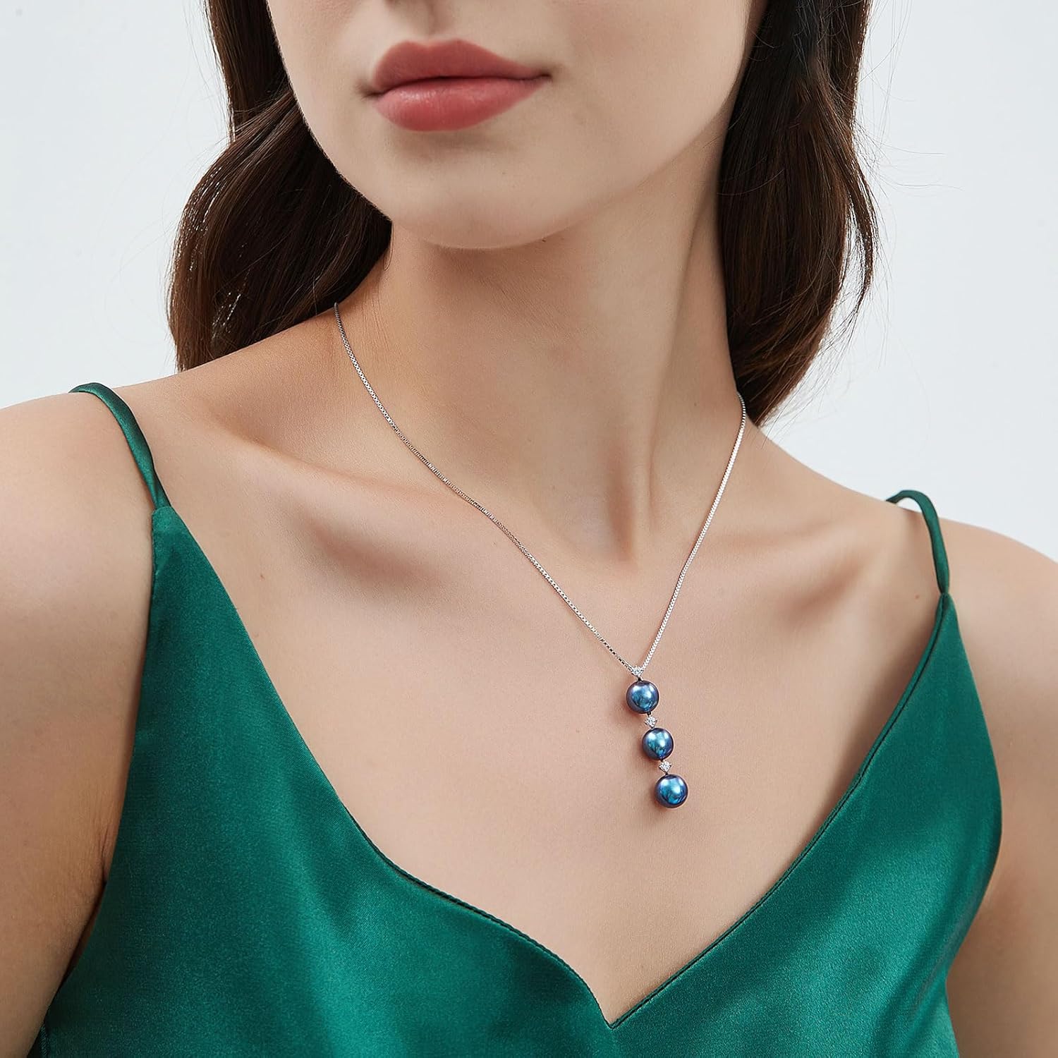 Black/White/Gold/Grey Pearl Necklace for Women, Sterling Silver Pendant Necklace, Handpicked Genuine Saltwater Cultured Pearls, Womens Chain 18+2 Inch Adjustable, Jewelry Gifts for Mother Wife