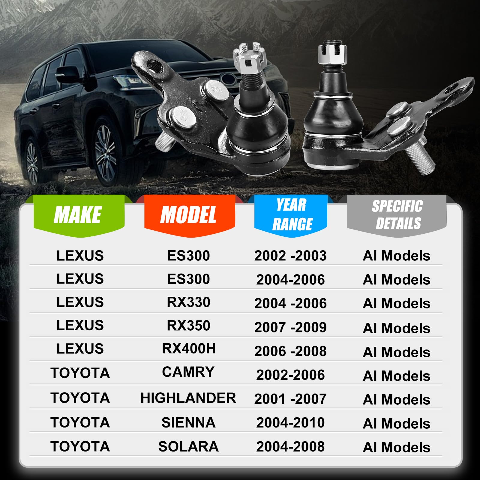 BENT L JOINT Dirty Adam Model サイズM Amumu Front Ball Joint - Lower Ball Joints Kit for Toyota