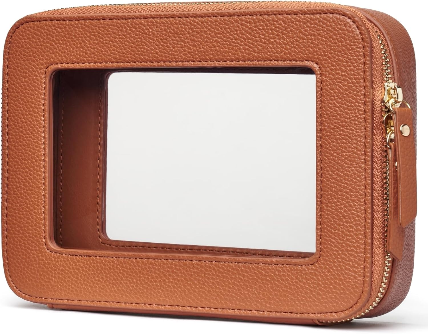 Popvibe Clear Makeup Bag Travel Cosmetic Case Transparent Toiletry Bag with Zipper, Portable Make Up Organizer Traveling Compact Car Bag for Essentials Brown Medium Moda